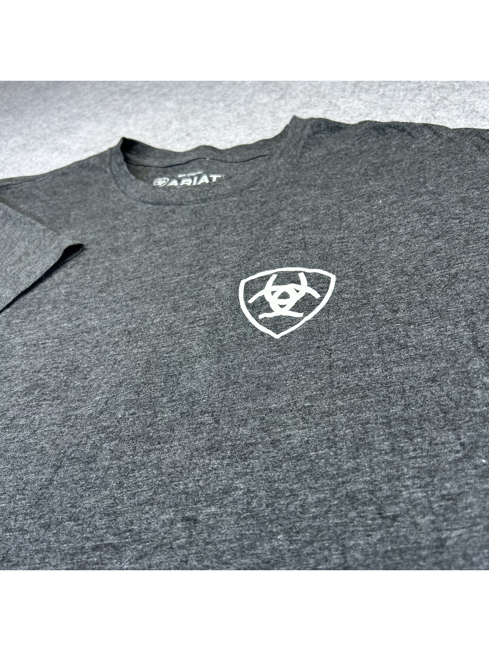 Ariat Short Sleeve T Shirt Mens L Back Graphic Dark Heather Gray Work Western